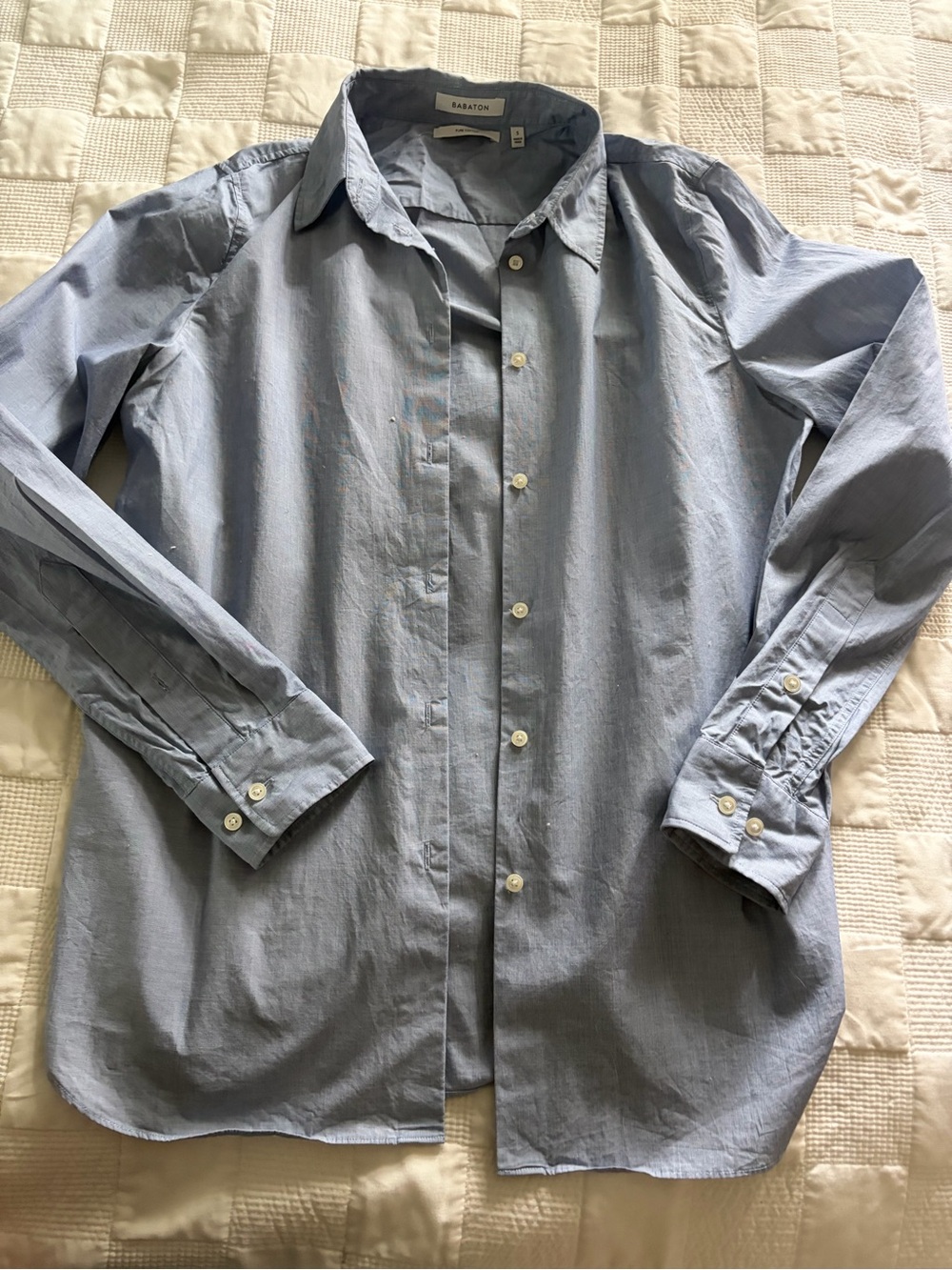 Babaton Light Blue Cotton Button-Up Shirt